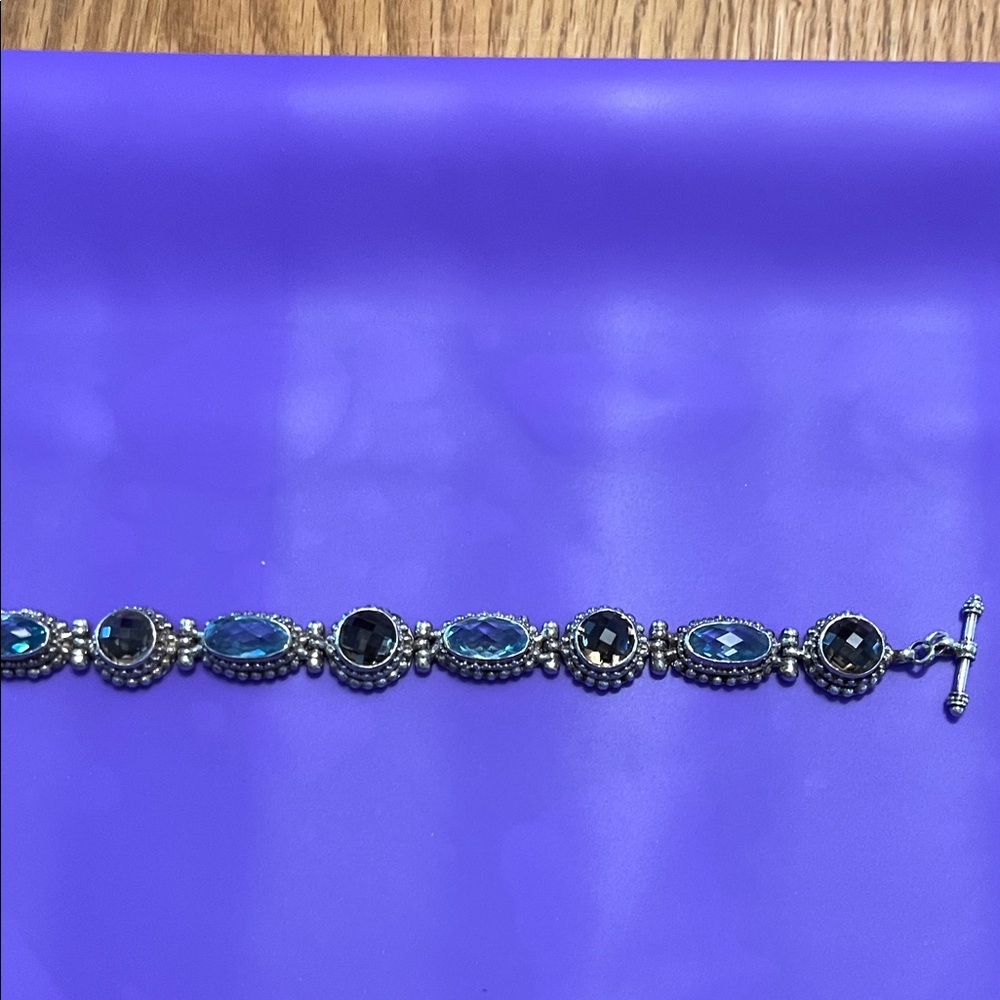 Sterling gemstone tennis bracelet - Picture 1 of 3